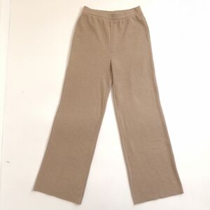 Zara Textured Wide Leg Knit Pants Taupe Beige Size M